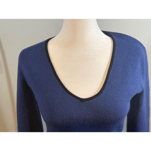Club Monaco Blue Black Colorblock Sweater Dress Small Long Sleeve Knit - Picture 3 of 10